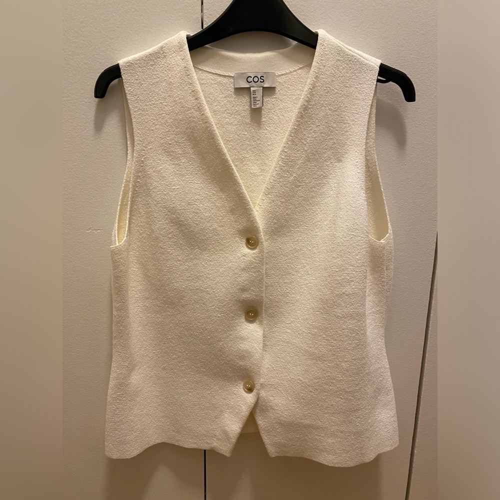 COS white button vest